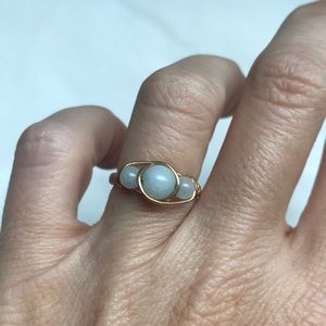 Gold filled wire wrapped aquamarine ring